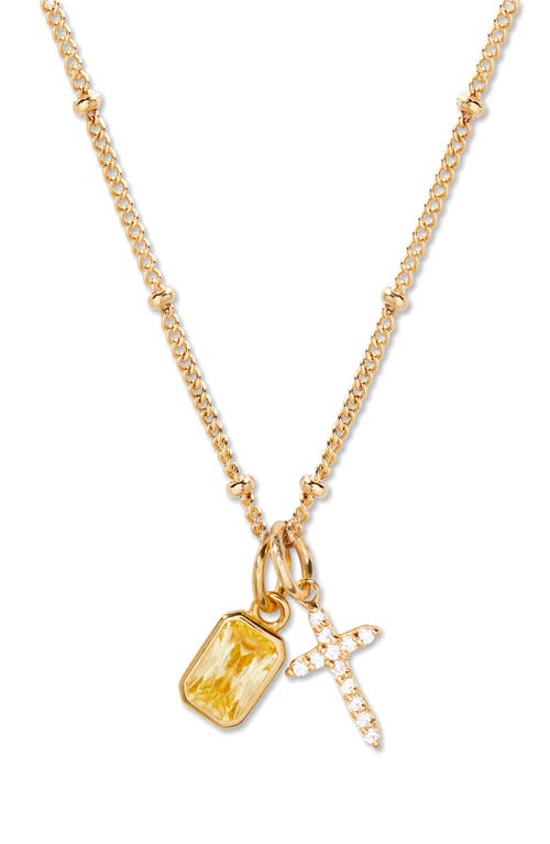 Brook & York Brook And York Josephine Cross & Birthday Pendant Necklace In Gold November