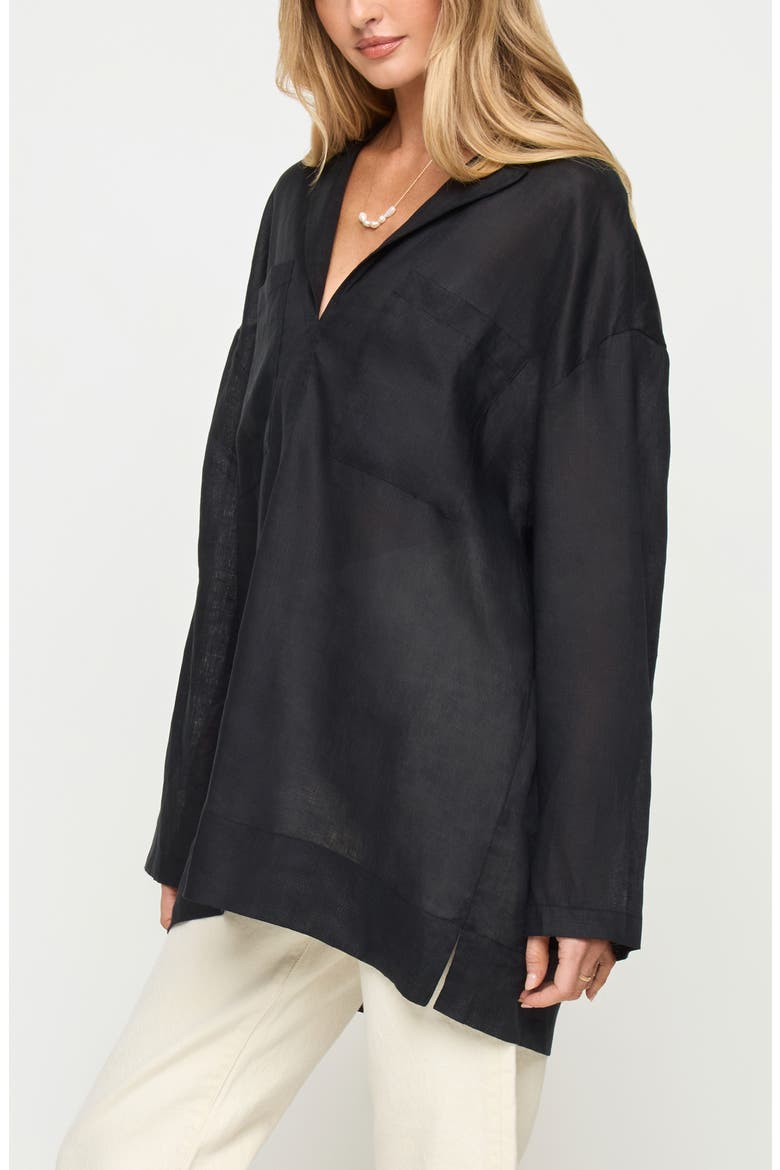 Oasis Linen Cover-Up Tunic, Alternate, color, BLACK
