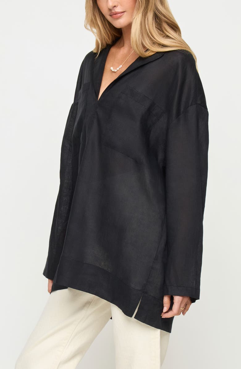 LSPACE Oasis Linen Cover-Up Tunic, Alternate, color, Black
