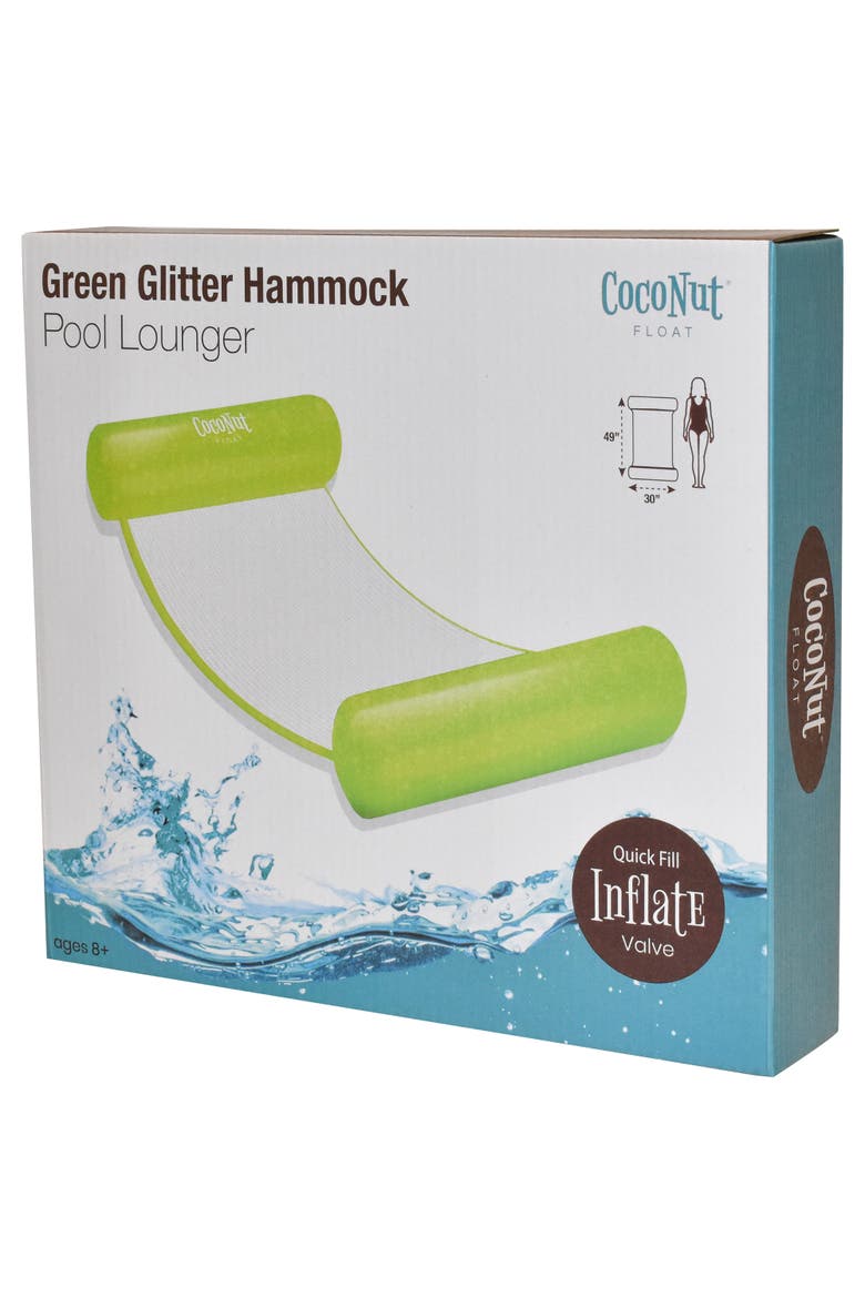 Green Glitter Hammock Pool Lounger 49" X 30" Inflatable Drifter, Main, color, Green