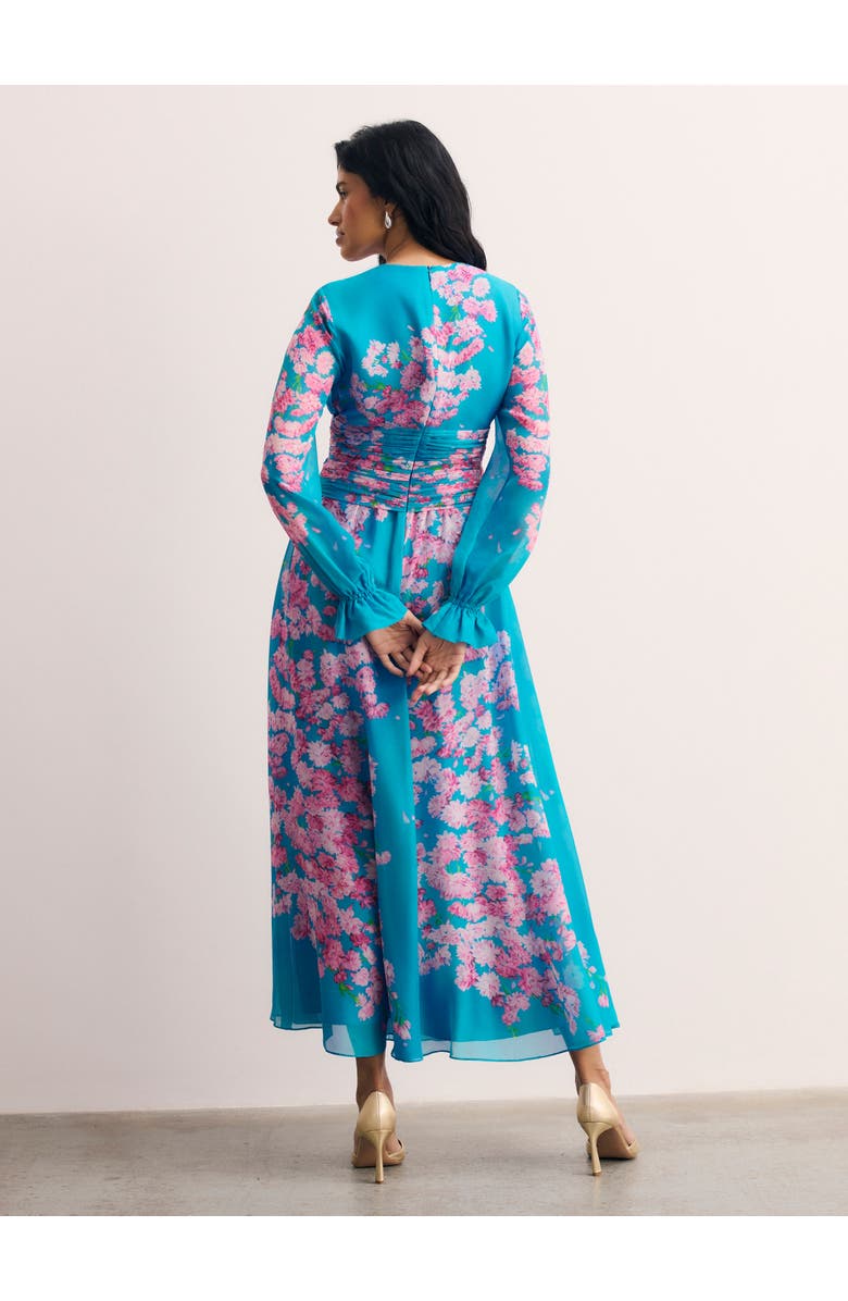 The Fold Portofino Silk Chiffon Dress, Alternate, color, Blue