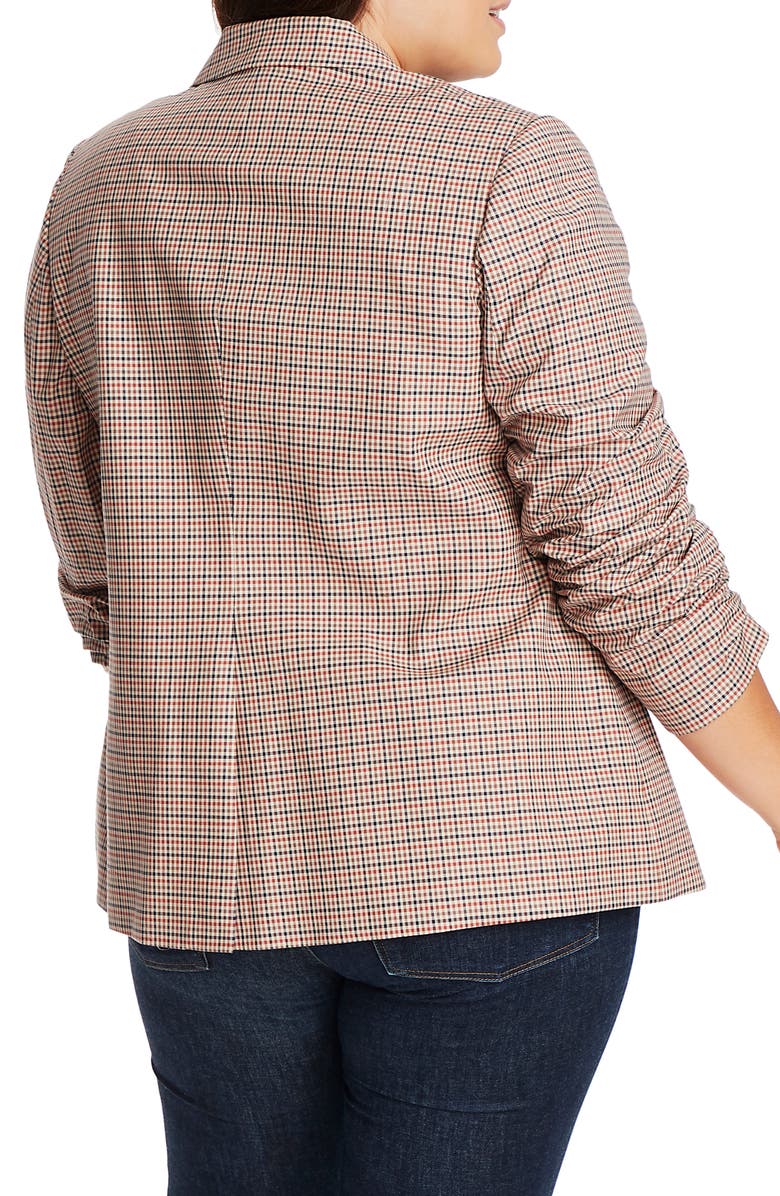 1.STATE Houndstooth Plaid Ruched Sleeve Blazer, Alternate, color, 