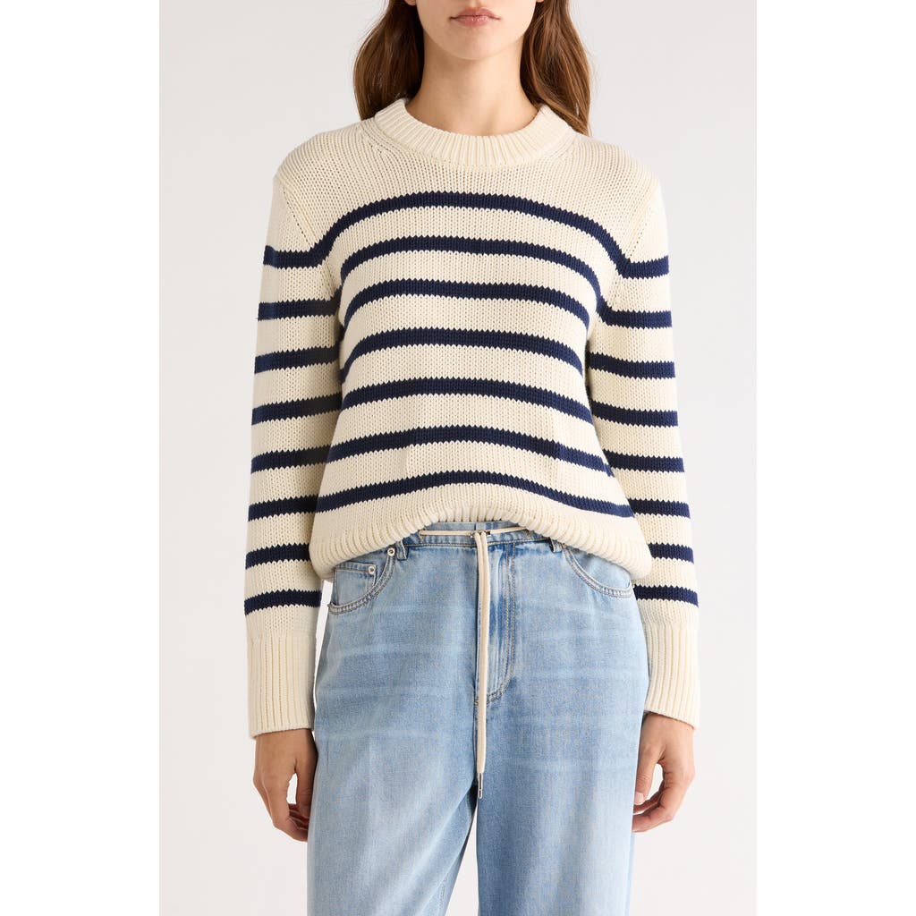 Rails Alise Stripe Crewneck Cotton Sweater In Ivory Navy Stripe