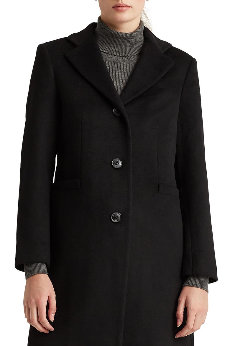 Reefer Wool Blend Coat, Alternate, color, BLACK