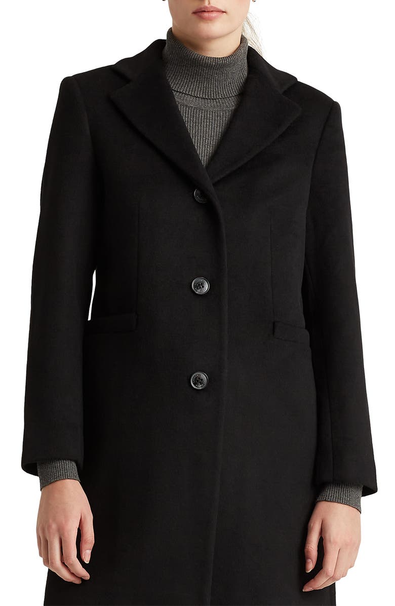 Lauren Ralph Lauren Reefer Wool Blend Coat, Alternate, color, 
