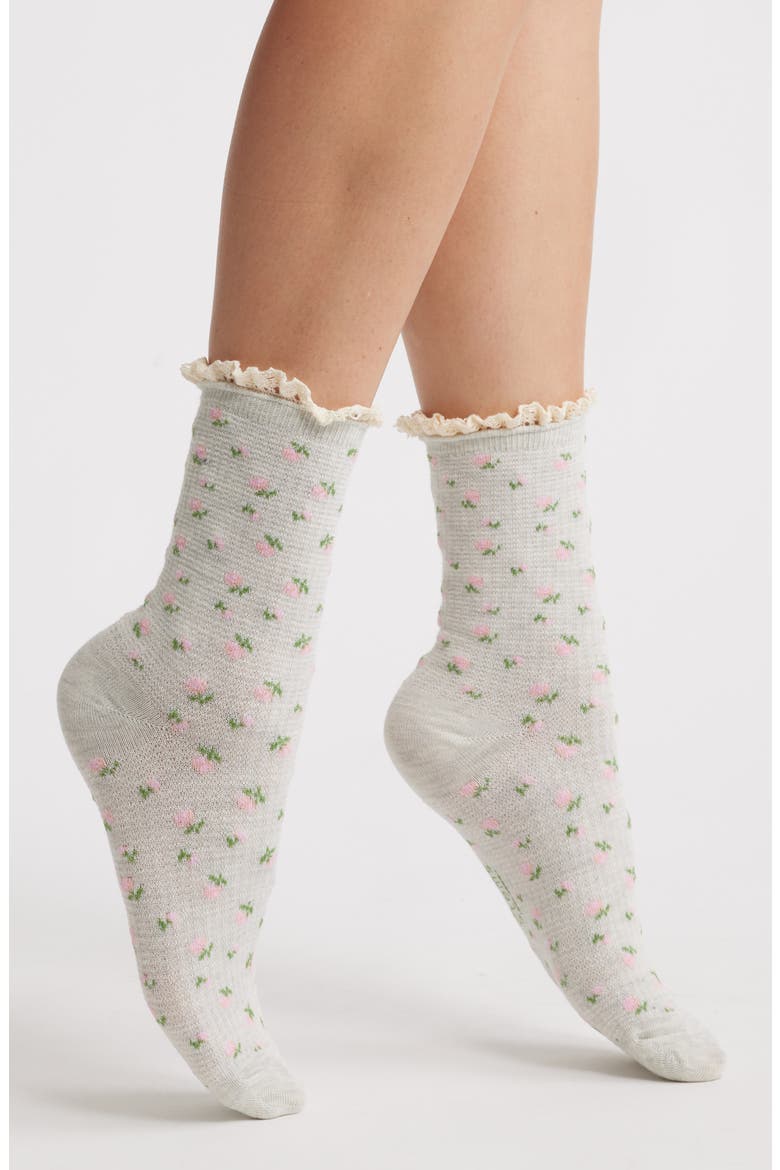 Mini Flora Crew Socks, Main, color, BLISS