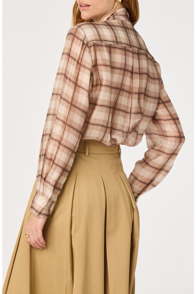 Mabry Tie Neck Long Sleeve Top, Alternate, color, BROWN PLAID