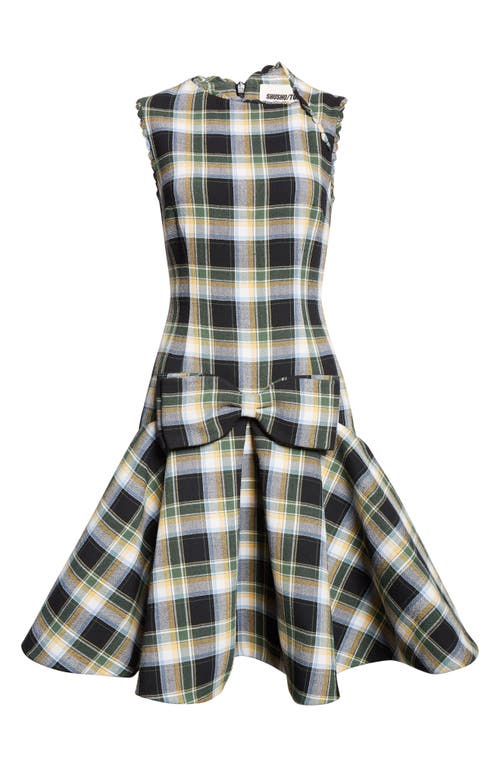 Shushu-tong Shushu/tong Plaid Asymmetric Neck Dress In Green