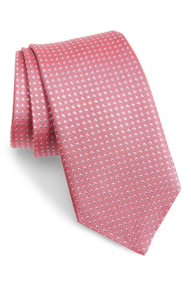 Geometric Silk Tie, Main, color, PINK