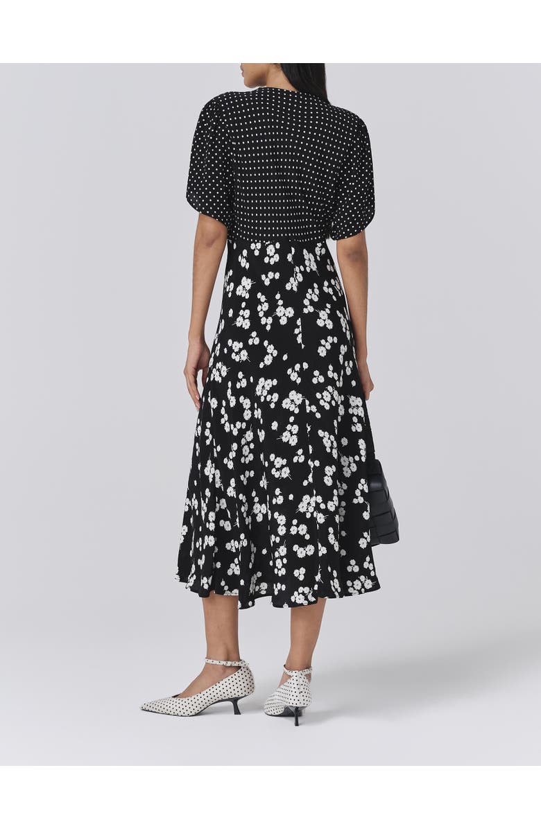 Ghost London Lulu V-Neck Midi Dress, Alternate, color, Black Spot Floral