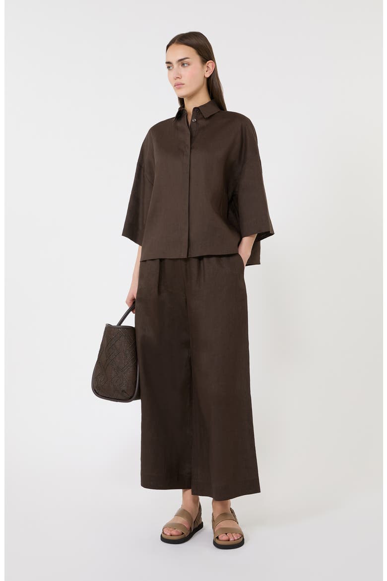 Linen Shirt, Alternate, color, DARK BROWN