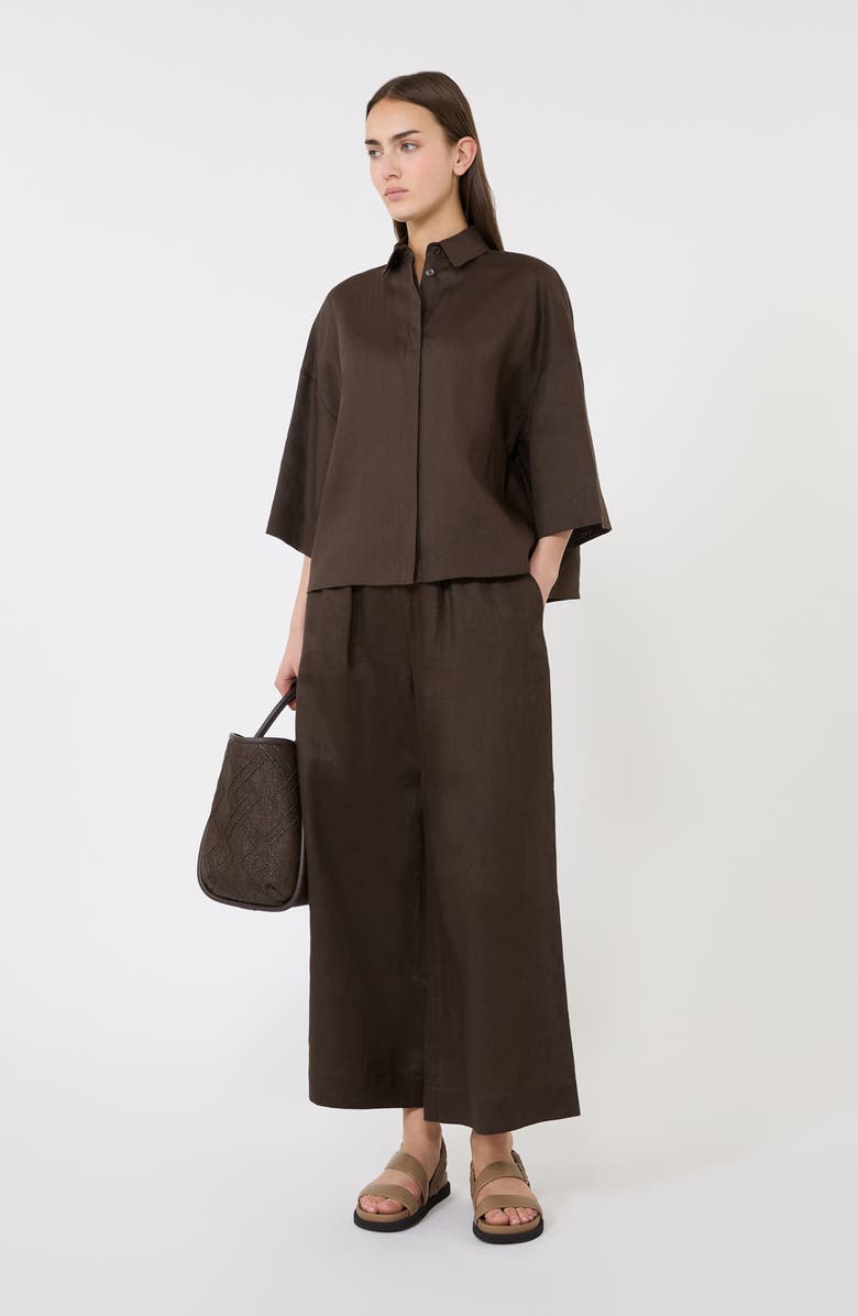 MM by Max Mara Linen Shirt, Alternate, color, Dark Brown