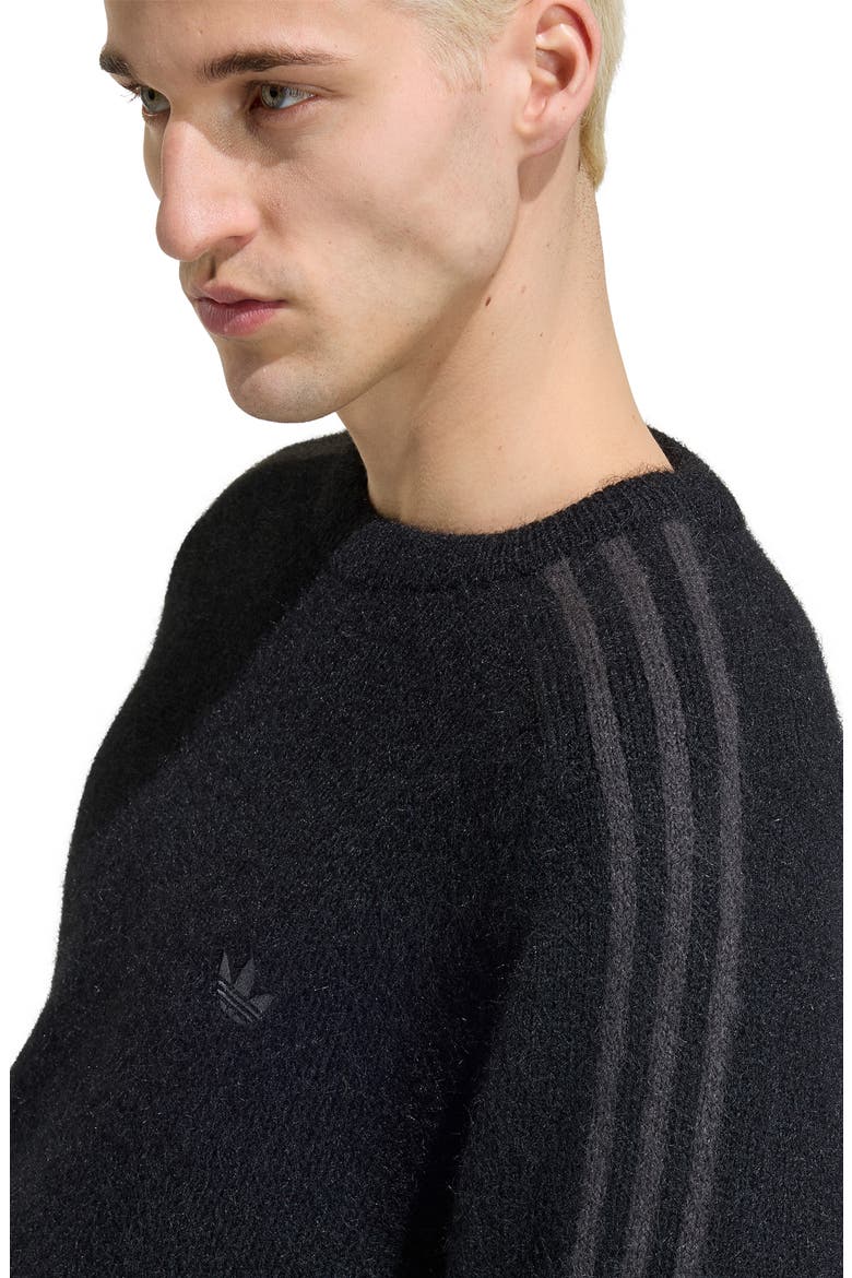 3-Stripes Knit Sweater, Alternate, color, BLACK
