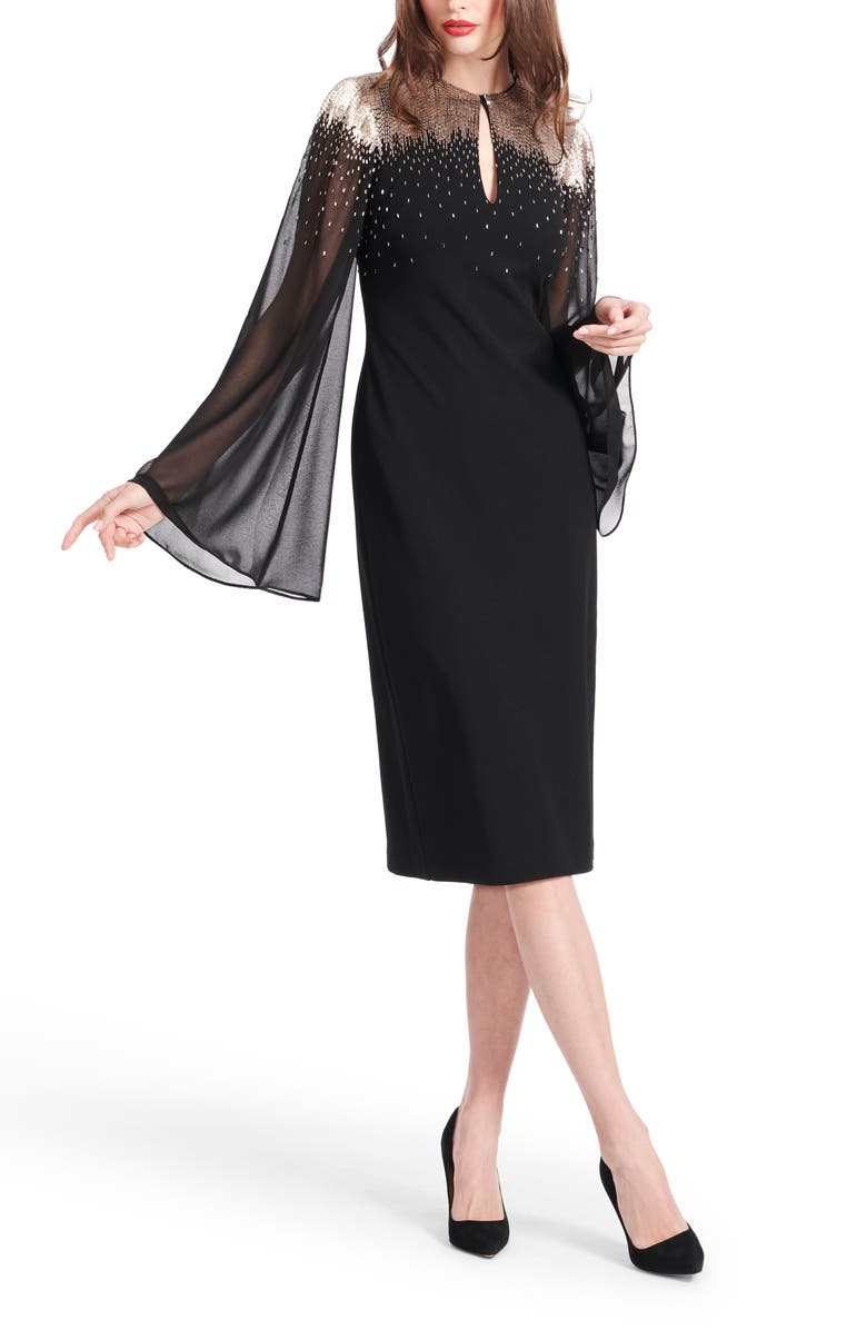 EMILY SHALANT Beaded Stretch Crepe Cocktail Dress, Alternate, color, 