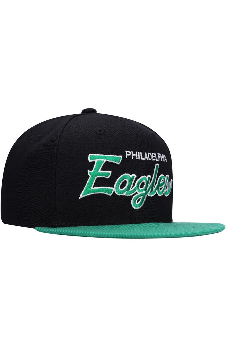 Mitchell & Ness Youth Mitchell & Ness Black/Midnight Green Philadelphia Eagles Team Script Snapback Hat, Alternate, color,