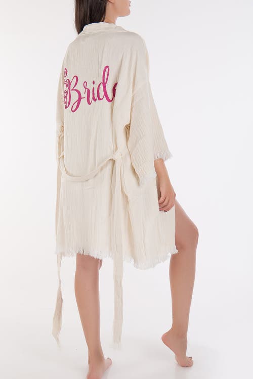 Forever & Always Shoes Thalassa Hande Bridal Short Kimono In White/pink