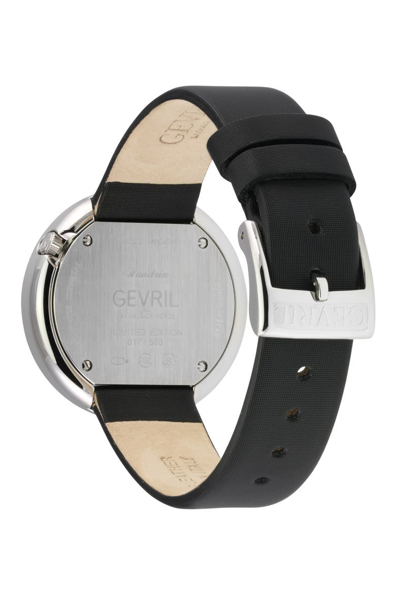 Gandria Mother of Pearl Dial Diamond Leather Strap Watch, 36mm - 0.8424ct., Alternate, color, BLACK