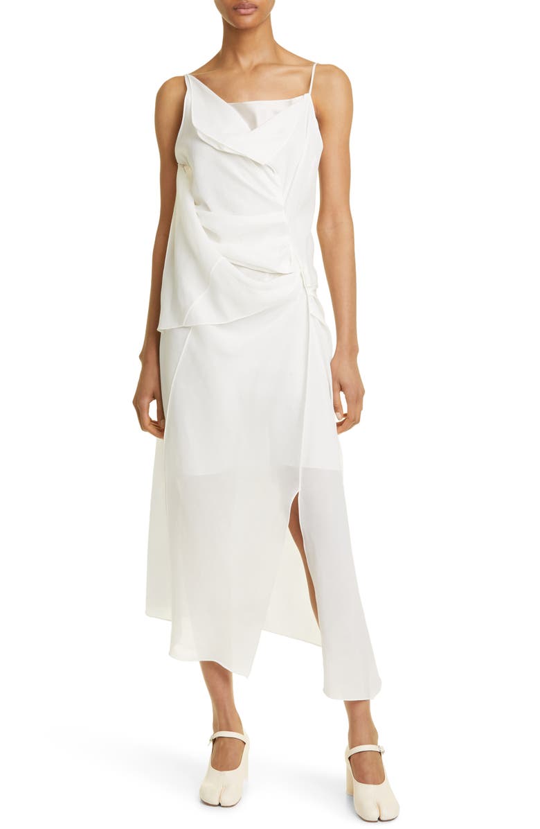 Commission Kate Asymmetric Draped Cupro & Cotton Midi Dress, Main, color,