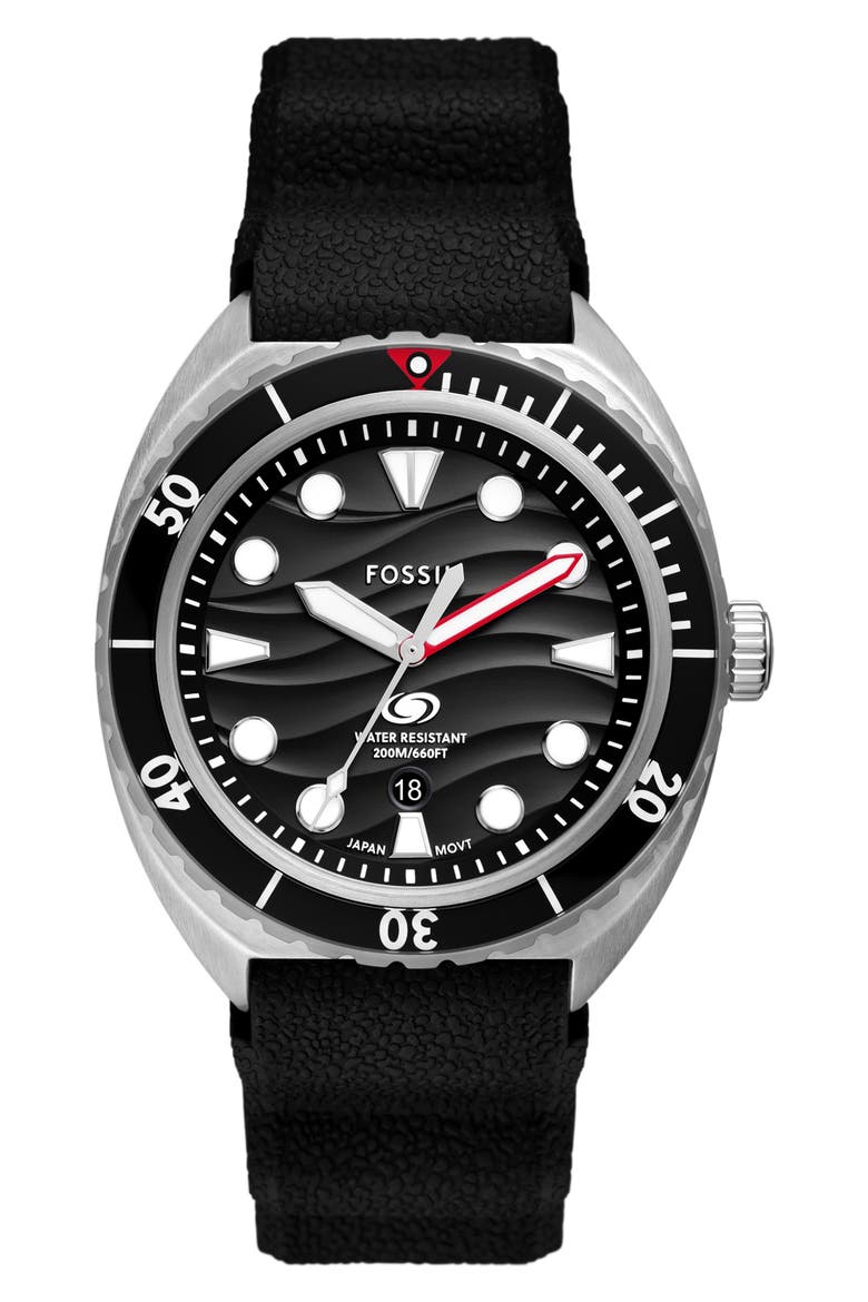 Breaker Silicone Strap Watch, 42mm, Main, color, BLACK