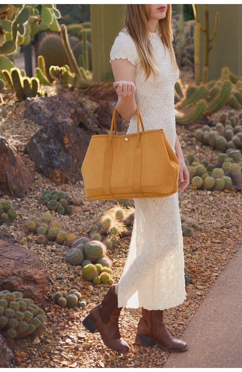 Ezra Arthur Audrey Velvet Leather Tote Bag, Alternate, color, Moss