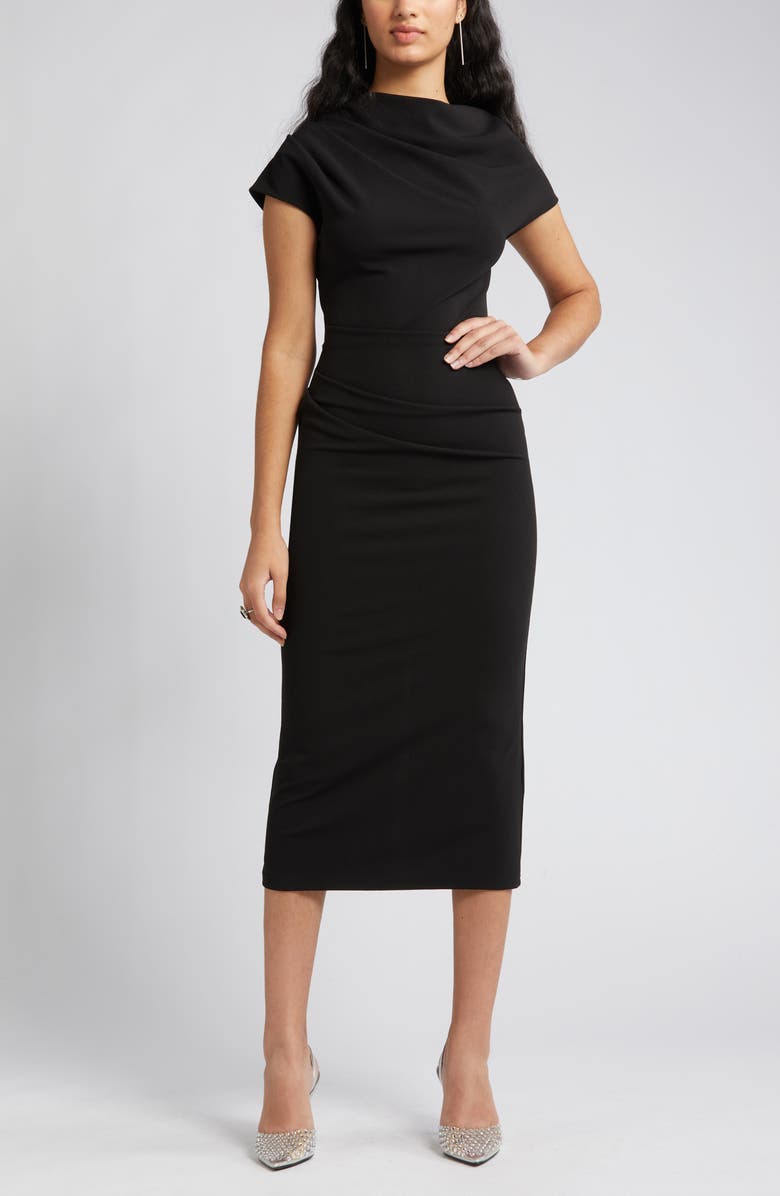 NIKKI LUND Marilyn Ruched Knit Dress, Alternate, color, Black