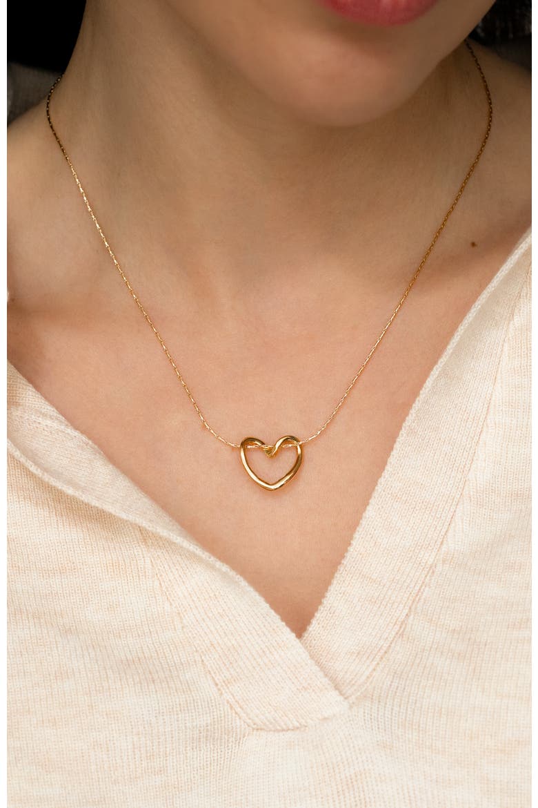 Open Heart Necklace, Alternate, color, Gold