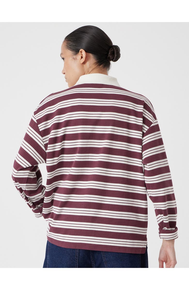 Hush Cotton Striped Polo Top, Alternate, color, Brown Stripe