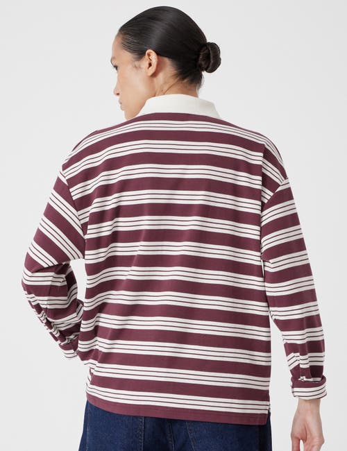 Hush Cotton Striped Polo Top In Brown