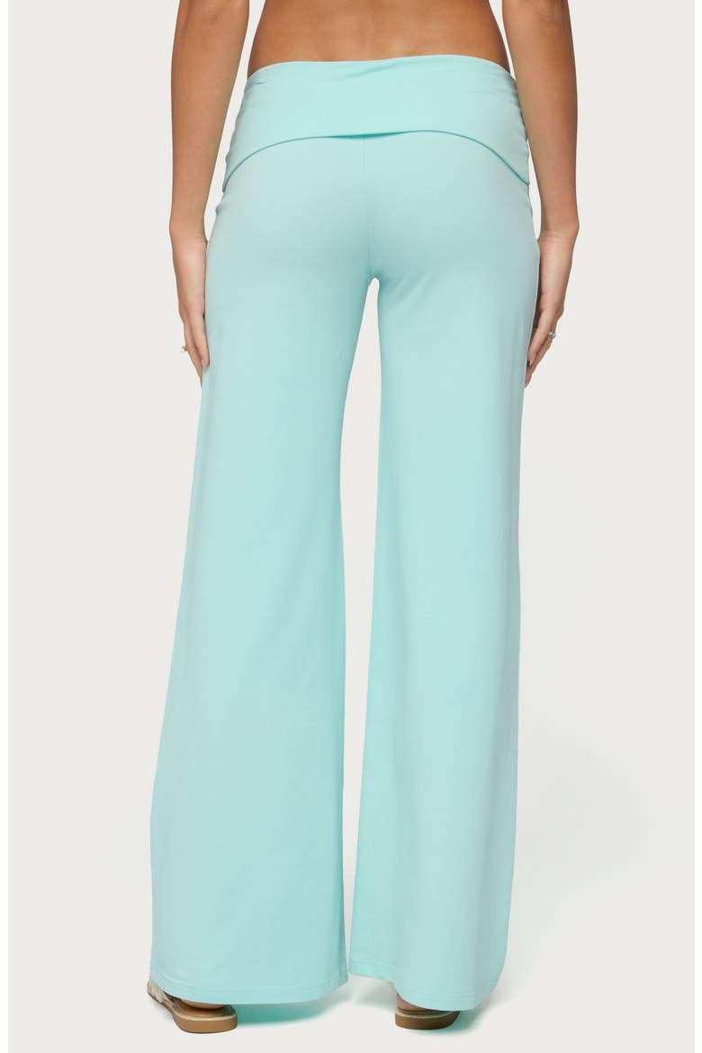 Wide Leg Foldover Pants, Alternate, color, TURQUOISE