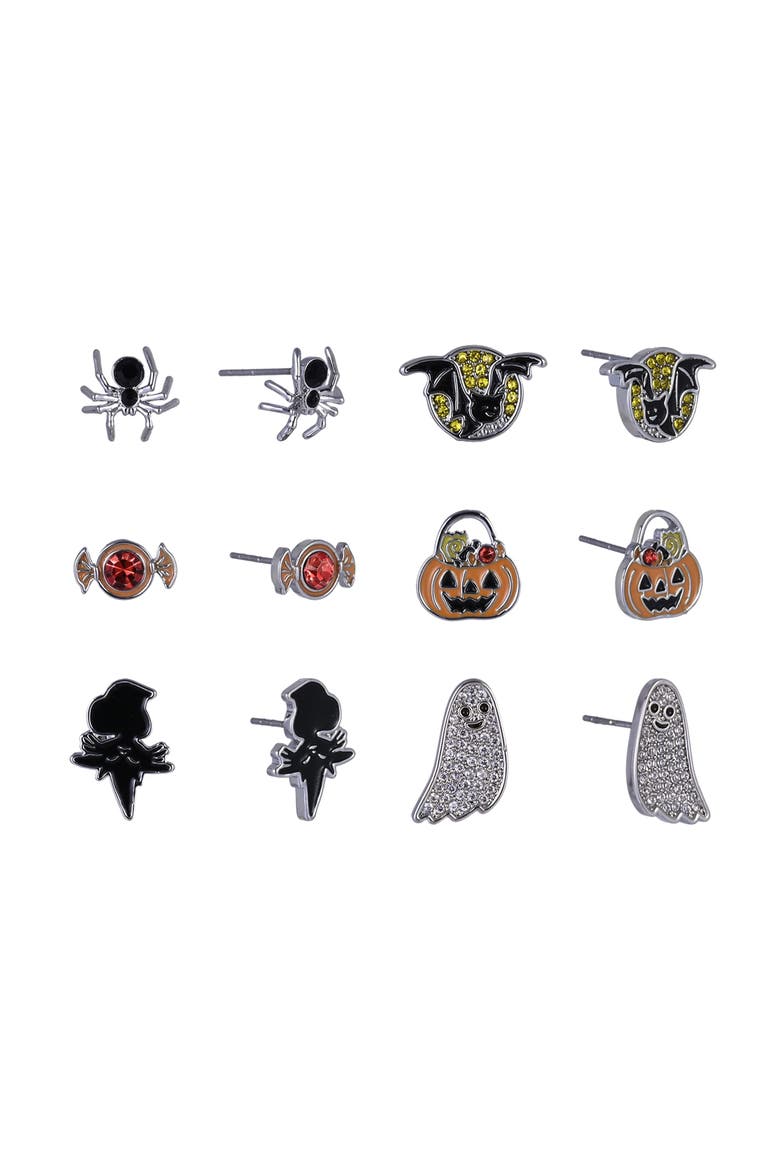Halloween 6pk Stud Earrings, Main, color, Orange