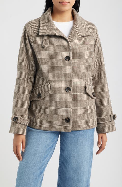 Plaid Wool Blend Jacket