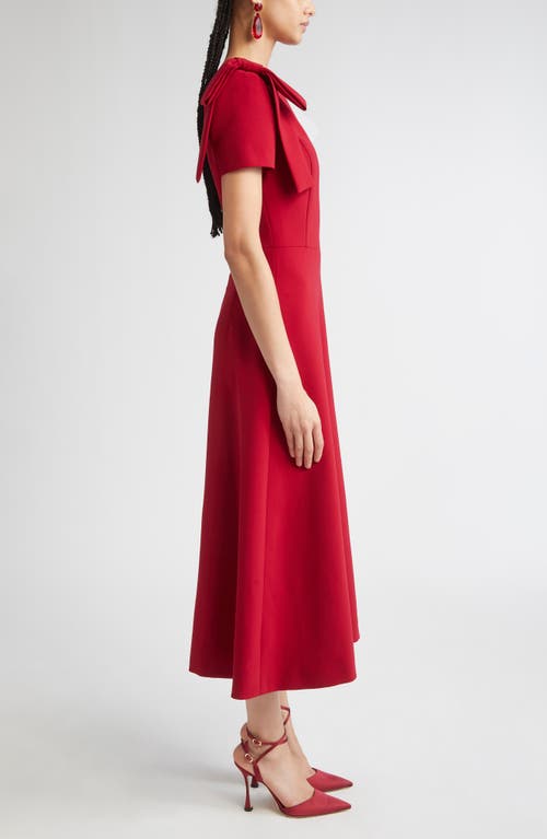 Carolina Herrera Bow-shoulder Short-sleeve A-line Dress In Red