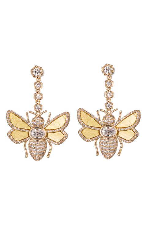 Bee CZ Drop Earrings