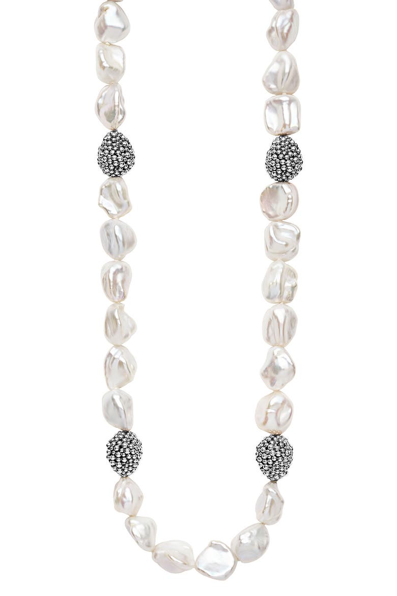 Luna Keshi Pearl Nugget Necklace, Alternate, color, SILVER