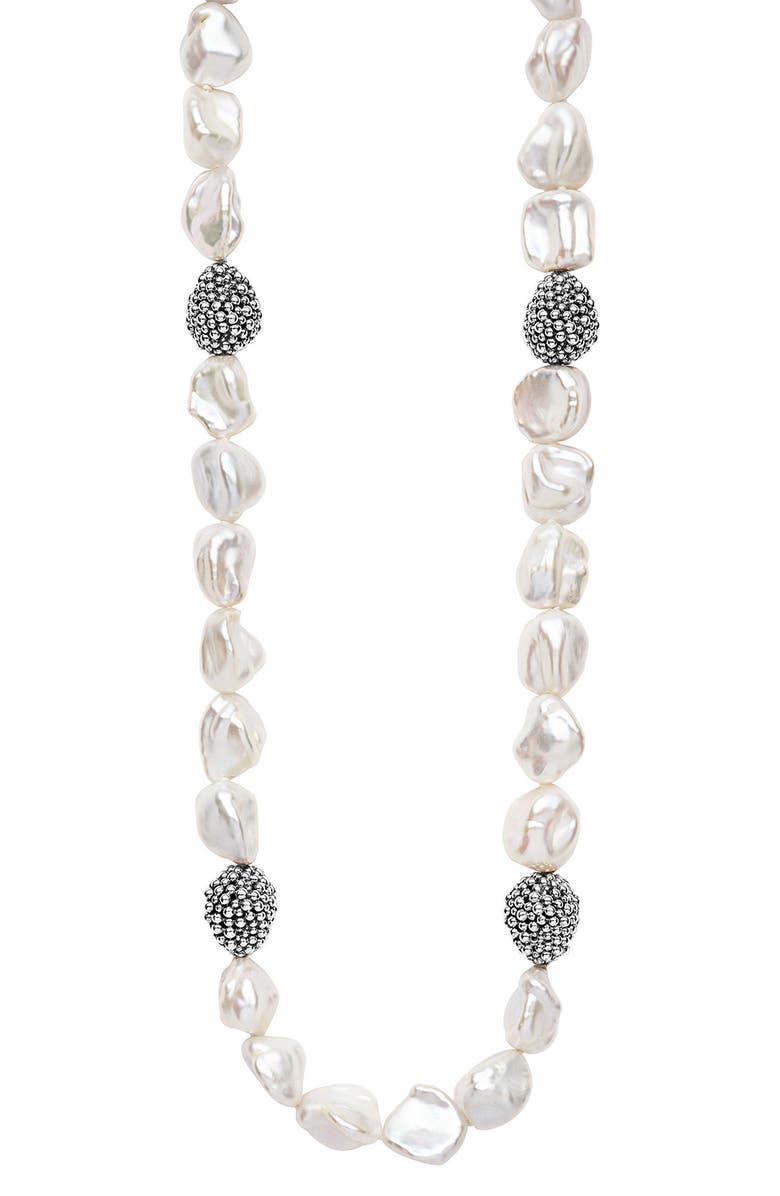 LAGOS Luna Keshi Pearl Nugget Necklace, Alternate, color, Silver