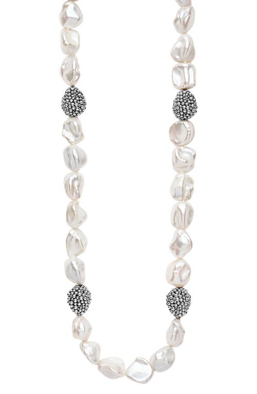 Lagos Sterling Silver Luna Keshi Pearl & Caviar Bead Collar Necklace, 18 In Silver