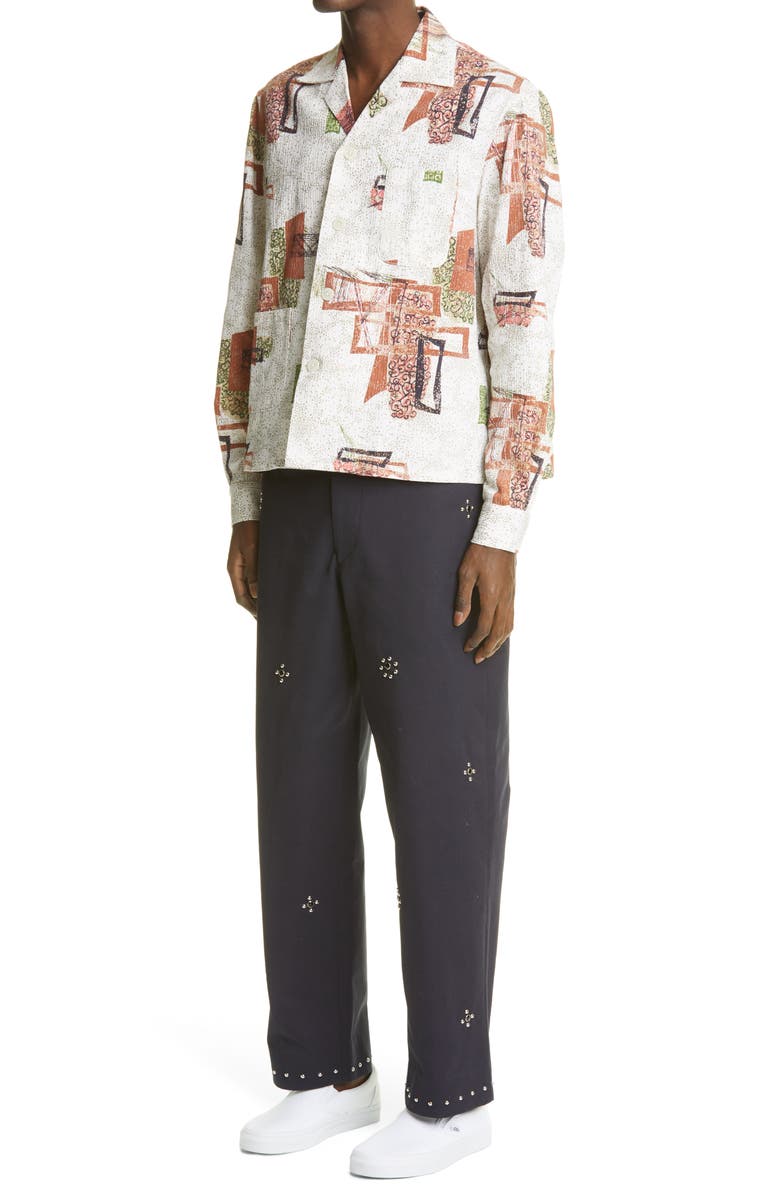 Bode x Marcus Paul Louie Mid Century Motif Button-Up Shirt, Alternate, color,