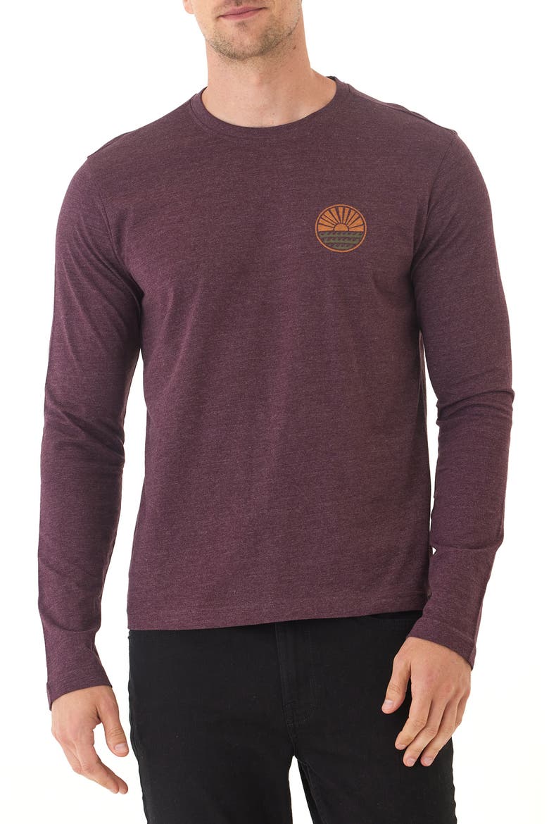 Round Horizon Soft Wash Cotton Blend Graphic Long Sleeve T-Shirt, Main, color, ULTRA MAROON
