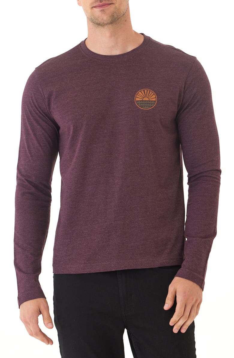 Threads 4 Thought Round Horizon Soft Wash Cotton Blend Graphic Long Sleeve T-Shirt, Main, color, Ultra Maroon