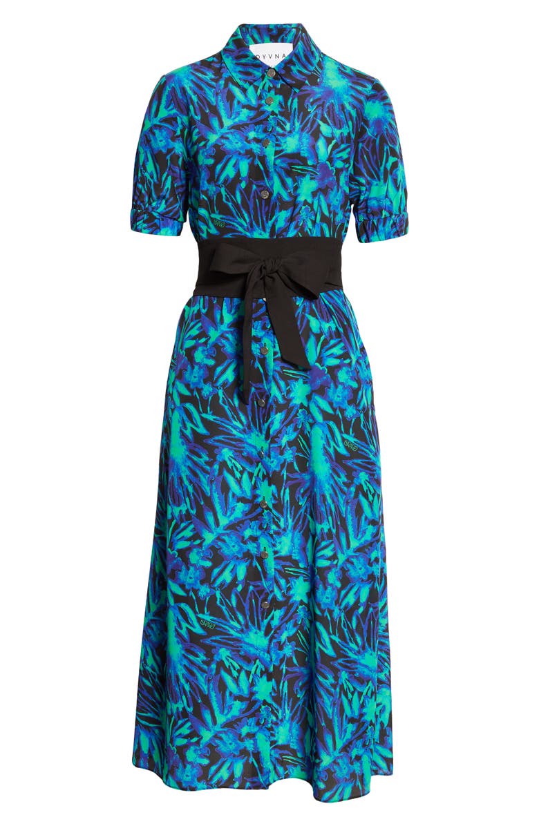 Dyvna Floral Print Short Sleeve Silk Blend Shirt Dress, Alternate, color, 