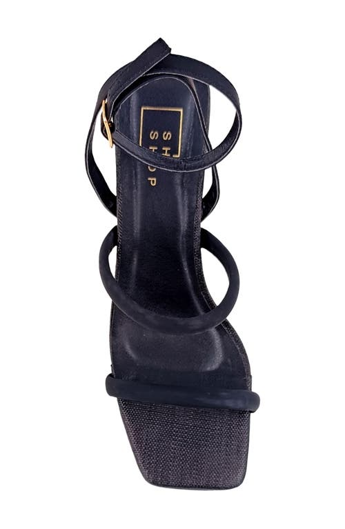 Shushop Evangeline Block Heel Sandal In Black Woven