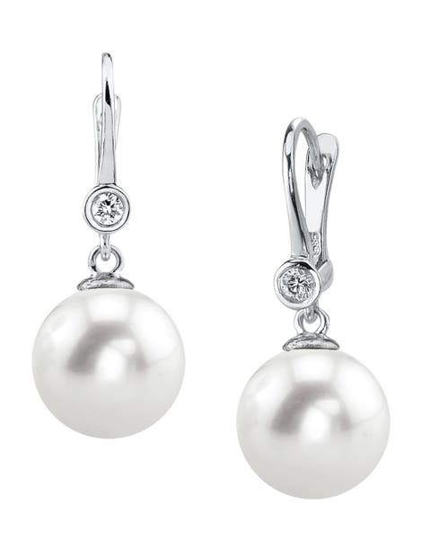 Freshwater Pearl & Diamond Michelle Earrings