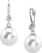 The Pearl Source Freshwater Pearl & Diamond Michelle Earrings
