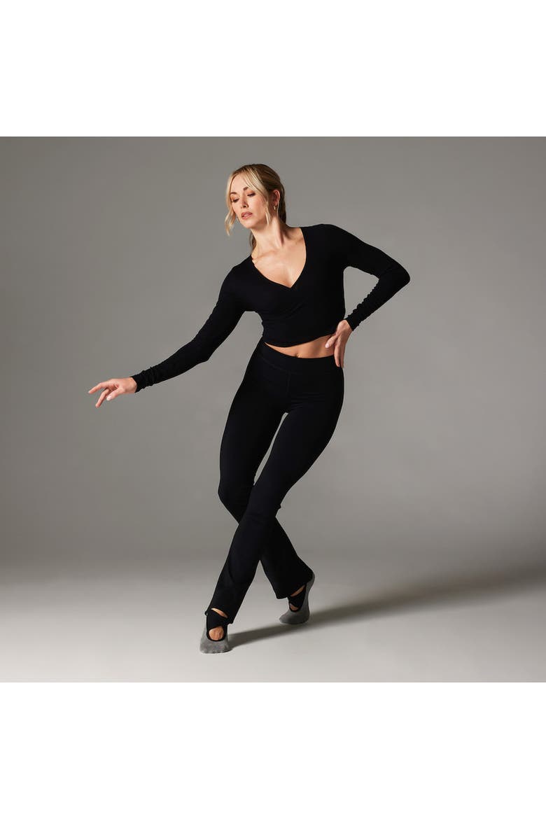 Criss Cross Long Sleeve Top, Alternate, color, EBONY