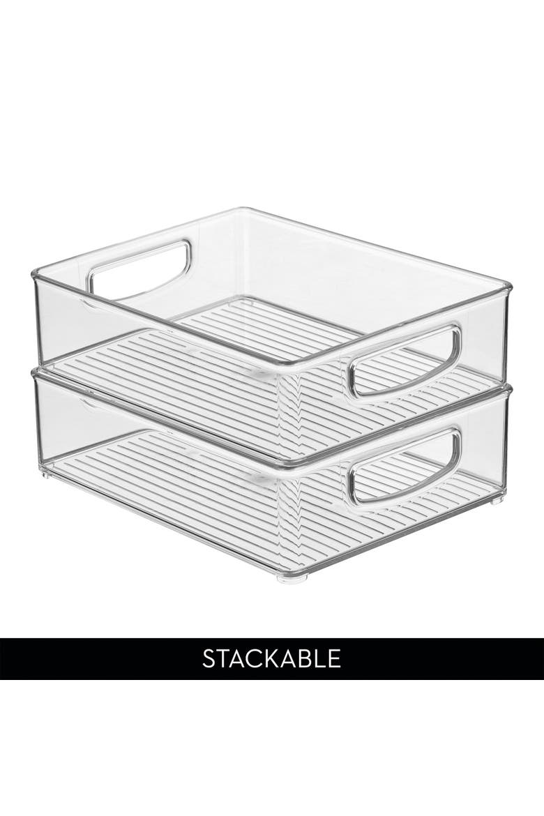 Plastic Stackable Pantry Bin with Handles, Set of 4, Clear, Made in USA, Alternate, color, Clear