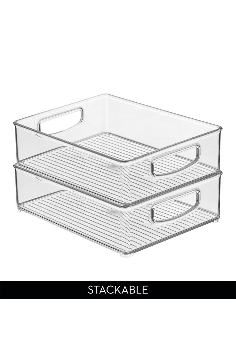 Linus Plastic Stackable Pantry Bin with Handles, Set of 4, Clear, Made in USA, Alternate, color, Clear