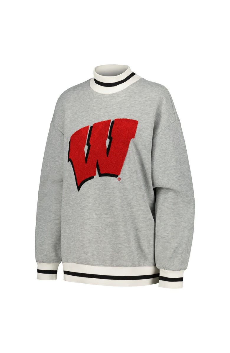 GAMEDAY COUTURE Women's Gameday Couture Ash Wisconsin Badgers In It To Win It Sporty Mock Neck Pullover Sweatshirt, Alternate, color, 