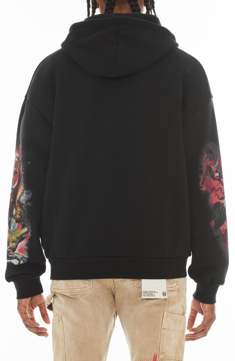 Cult of Individuality Horseman Full Zip Graphic Hoodie, Alternate, color, Black