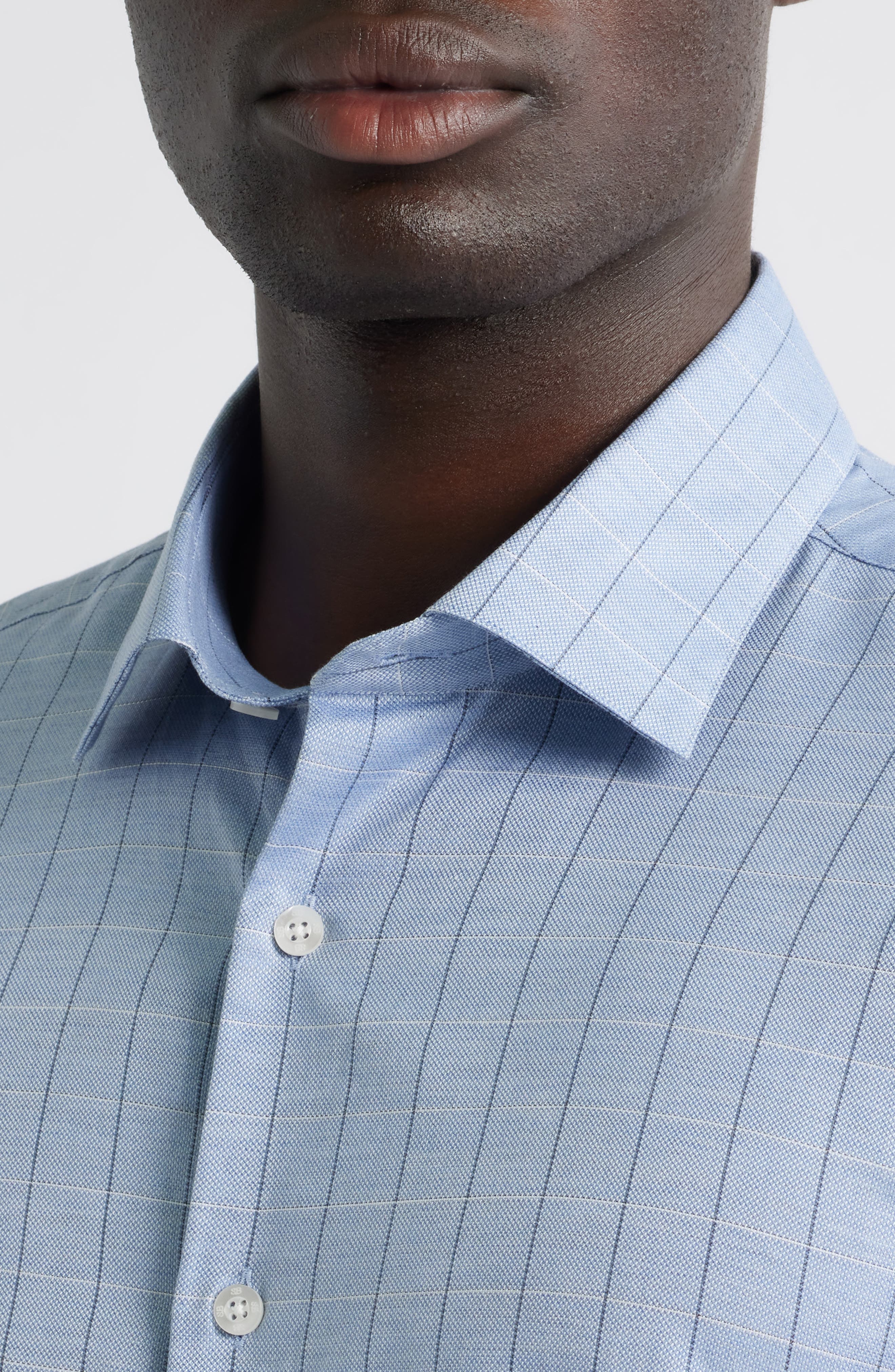 Regular Fit Windowpane Check Melange Cotton Dobby Button-Up Shirt - image 2