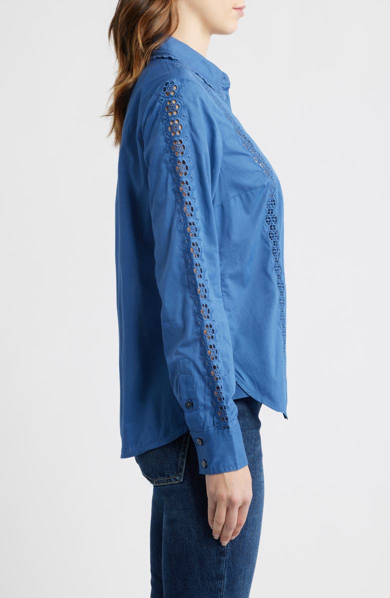 Boden Sienna Embroidered Detail Cotton Button-Up Shirt, Alternate, color, Denim Blue